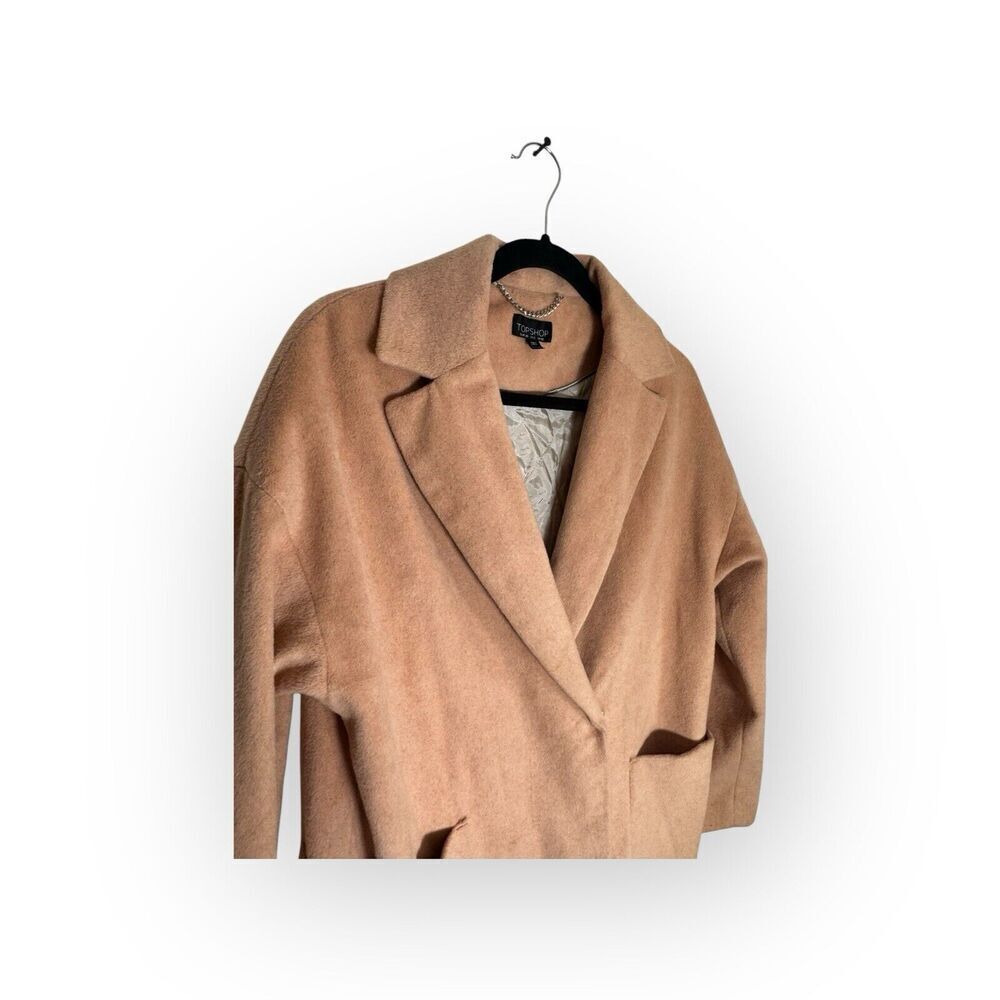 TOPSHOP Lily Soft Pink Dusty Rose Tailored Chic Trench Duster Coat Size 6 - Picture 4 of 10